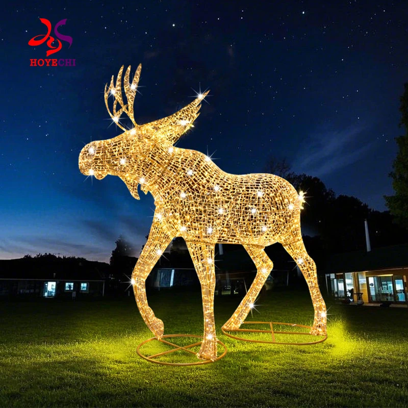 Hoyechi New 3m al aire libre Giant navideño de alces de Navidad Linternas de iluminación de Navidad