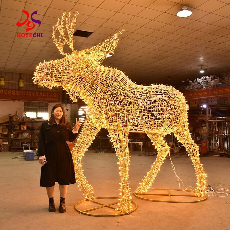 HOYECHI New 3m Outdoor Giant Christmas Moose Christmas Lighting Lanterns